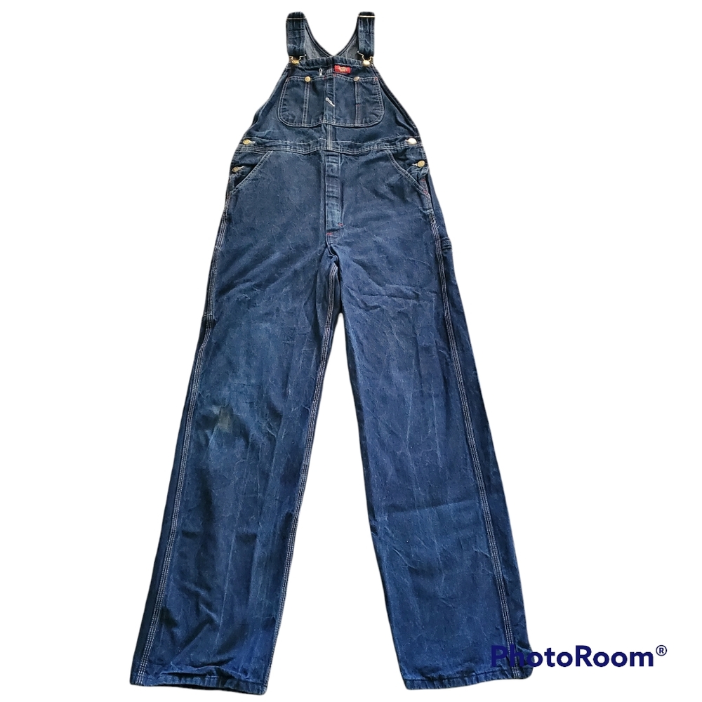 Dickies Overalls 32x34 Dark Wash Denim Cargo Pockets